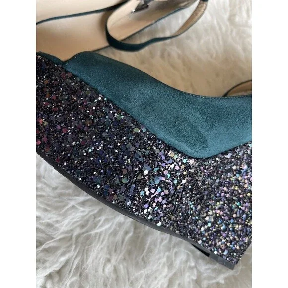 Boutique 9 Women’s Size 10 Sparkle platform Wedge Shoes Peep toe Heels - Picture 5 of 11